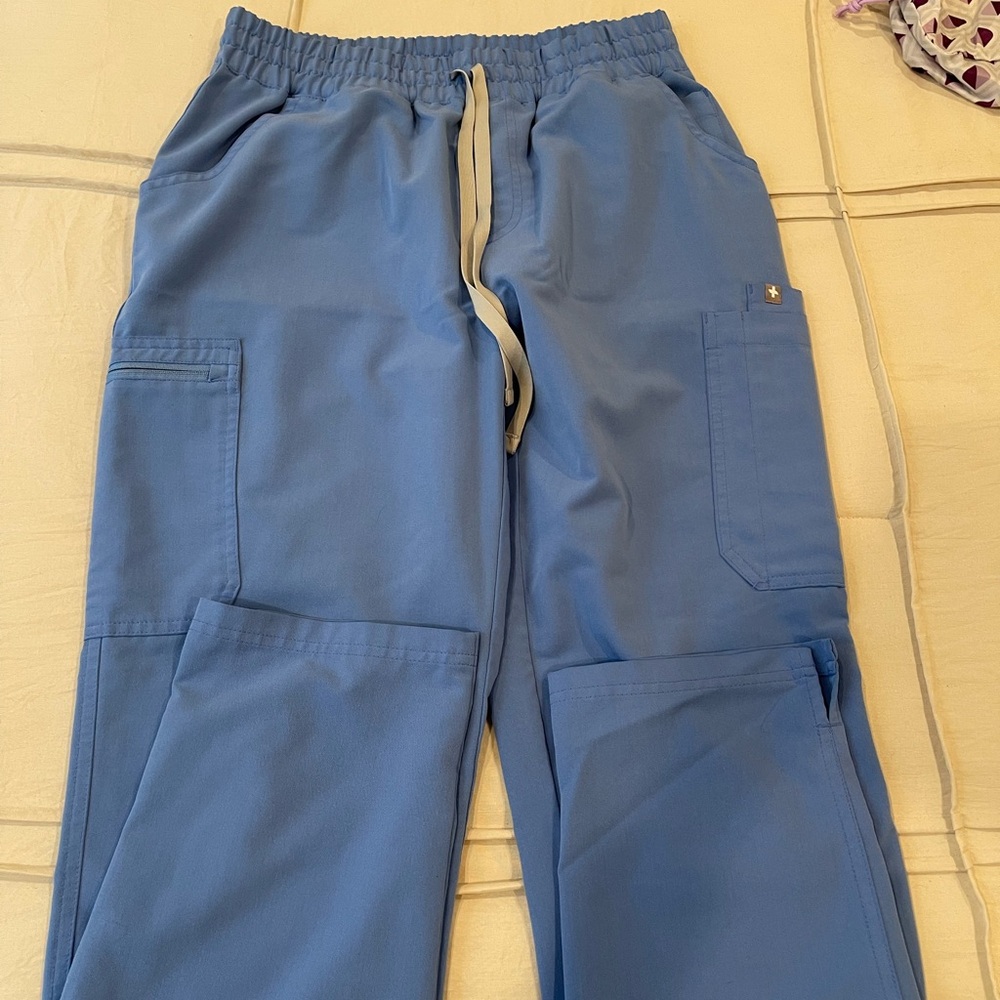 Figs Blue Cargo Pants with Elastic Waistband